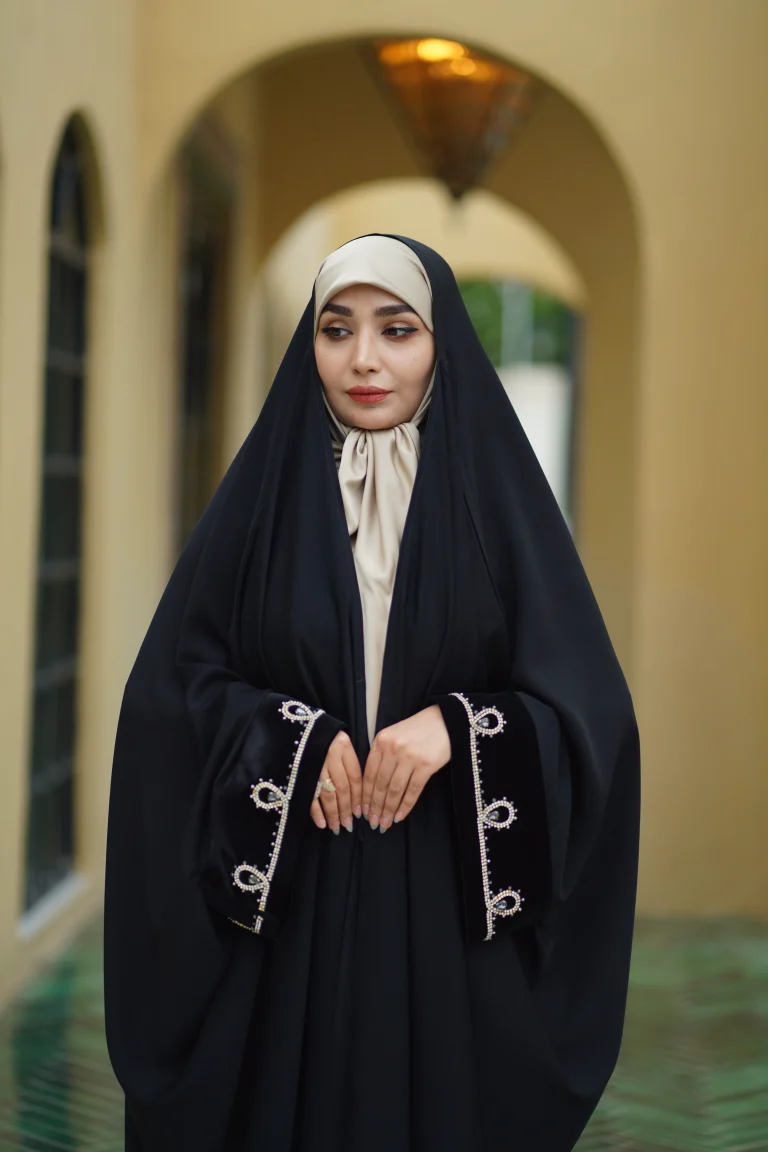 چادر جده مچ آرامش مخمل صدف چادر صدفی سنگدوزی چادر مخمل مچ باز چادر مجلسی خاص زنانه چادر جواهردوزی صدف جلابیب