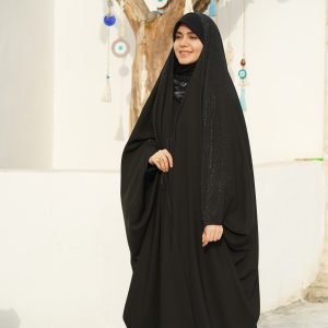 چادر جده نگین مسیرالسلطنه چادر سلطنتی نگین‌دار چادر نگین‌کاری شده از سر تا دامن چادر مجلسی درخشان زنانه چادر مسیرالسلطنه جلابیب