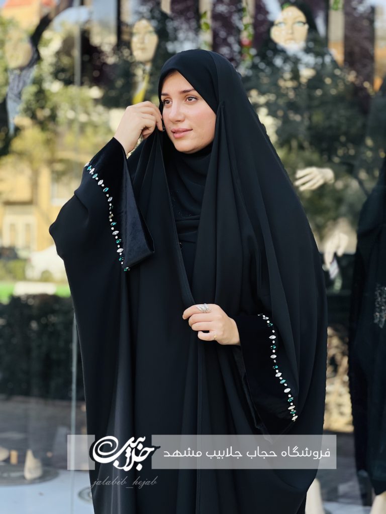 چادر جده مچ آرامش مخمل یاقوت چادر جواهردوزی یاقوتی چادر مخمل مچ باز چادر مجلسی خاص زنانه چادر سنگدوزی فاخر جلابیب