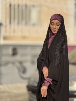 چادر جده گلدوزی ارغوان با نگین‌کاری چادر مجلسی ارغوان نگین‌دار گلدوزی ارغوان نگین‌کاری چادر زنانه چادر گلدوزی ارغوان فروشگاه جلابیب