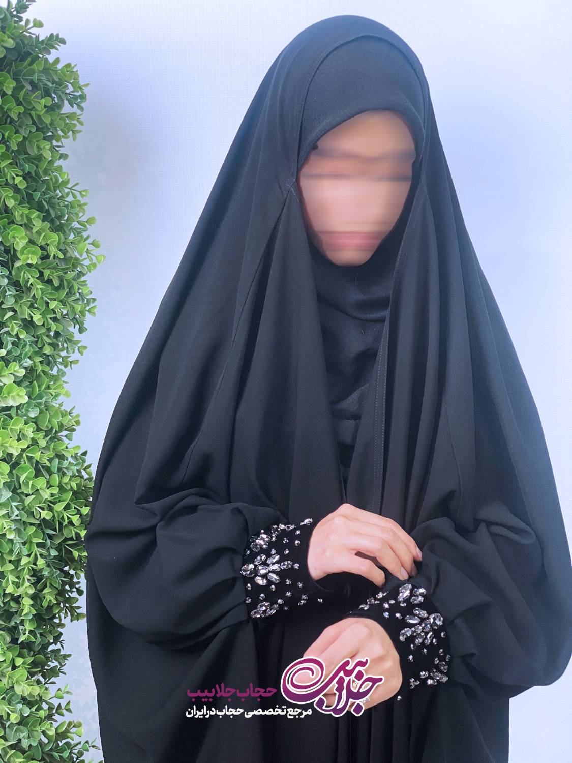 1 چادر جده مچ آرامش مخمل سنبادی با جواهردوزی نسیم - تصویر 1